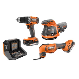 RIDGID 18V Cordless 3-Tool Combo Kit with (2) 2.0 Ah Batteries an