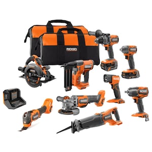 RIDGID 18V Brushless 9-Tool Combo Kit with 6.0 Ah and 2.0 Ah MAX