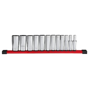 Milwaukee Tool 3/8 in. Drive 12-Point Deep Well SAE Socket Set (12-Piece)