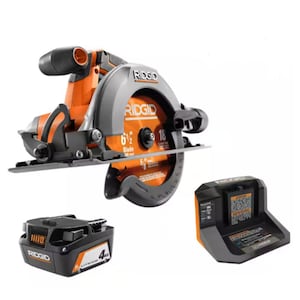RIDGID 18V Cordless 6-1/2-in. Circular Saw Kit with 4.0 Ah Batter